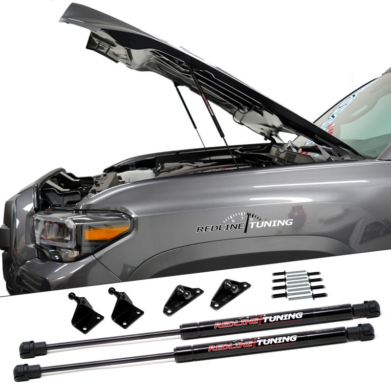Redline Tuning 21-27015-02 Hood Quicklift Plus System Compatible with Toyota Tacoma 2016-2023 (All Black Components) - Image 1